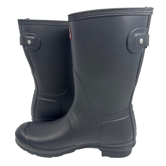 Hunter Women’s Original Back Adjusted Short Black Rubber Rain Boot size 9 - Picture 3 of 10
